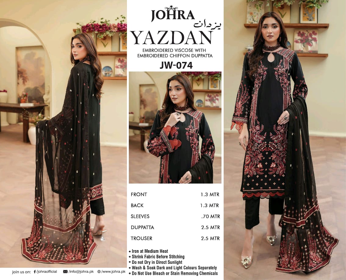 JOHRA Embroidered 3 Piece