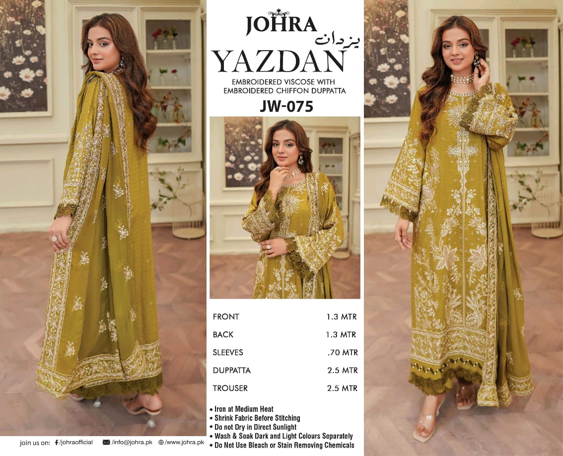 JOHRA Embroidered 3 Piece