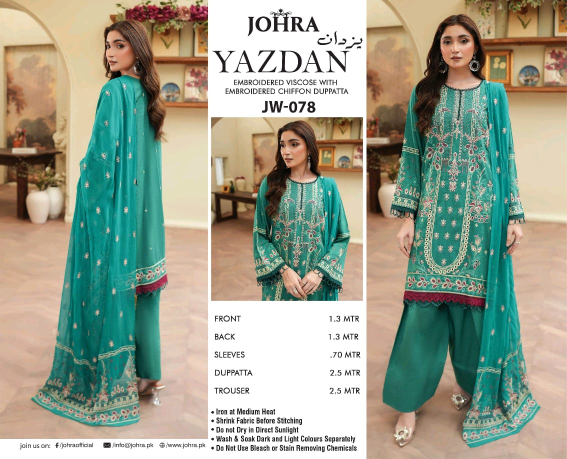 JOHRA Embroidered 3 Piece